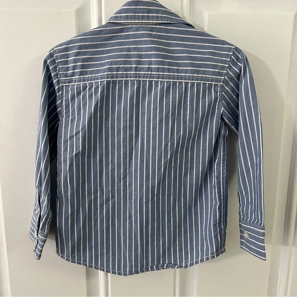 Carters 2T toddler boys blue white striped button down long sleeve dress shirt - Picture 5 of 6